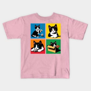 Bicolor Cat Pop Art - Cute Kitties Kids T-Shirt